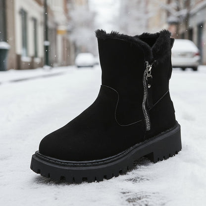 Women’s Velvet Lined Cotton Snow Boots — Plus Size Winter Warm Boots FitiqueFit