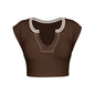 Slim Fit Ultra Short Sexy Spicy Girls Top Knitted Thread T-shirt