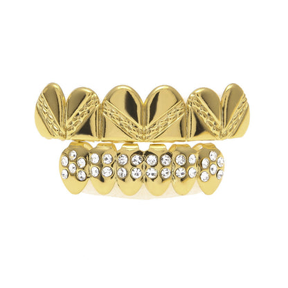 Hip-hop polished braces with gold electroplating