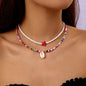 starfish necklace pearl multi-layer stacking necklace