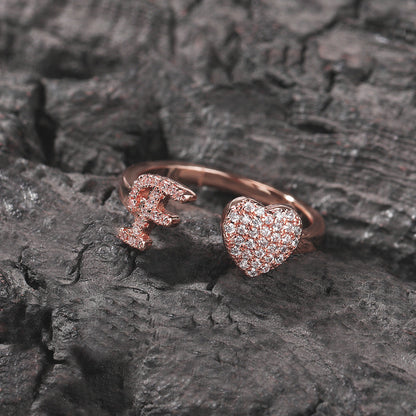Hip-hop zircon-encrusted 26 English letters ring