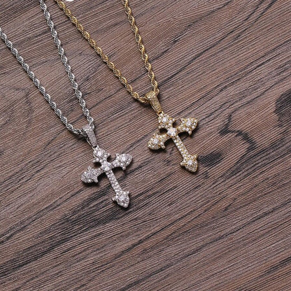 Full zirconium cross pendant couple necklace