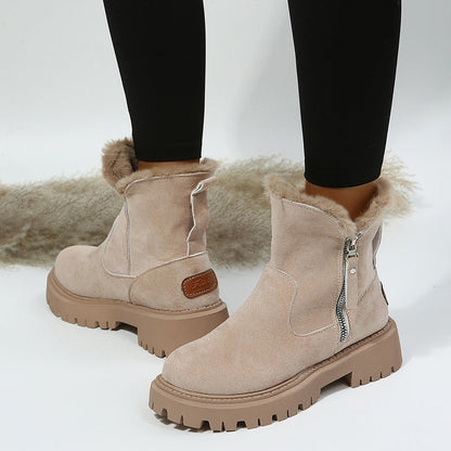 Women’s Velvet Lined Cotton Snow Boots — Plus Size Winter Warm Boots FitiqueFit