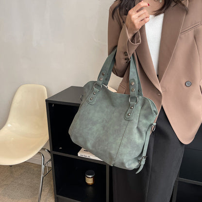 Women's Retro Fashionable Simple Korean Style Large Backpacks Rirati