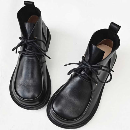 Women’s Pure Leather Chunky Big-Toe Ankle Boots FitiqueFit