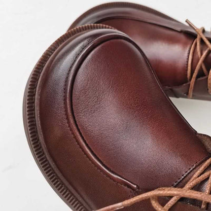 Women’s Pure Leather Chunky Big-Toe Ankle Boots FitiqueFit