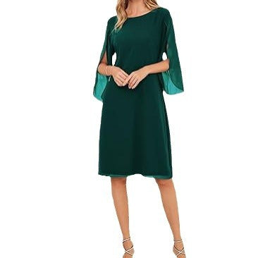 Irregular Sleeves Solid Color Chiffon Women Dress Grayceful LLC