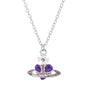 Saturn necklace, teardrop colored diamond earrings, Saturn earrings