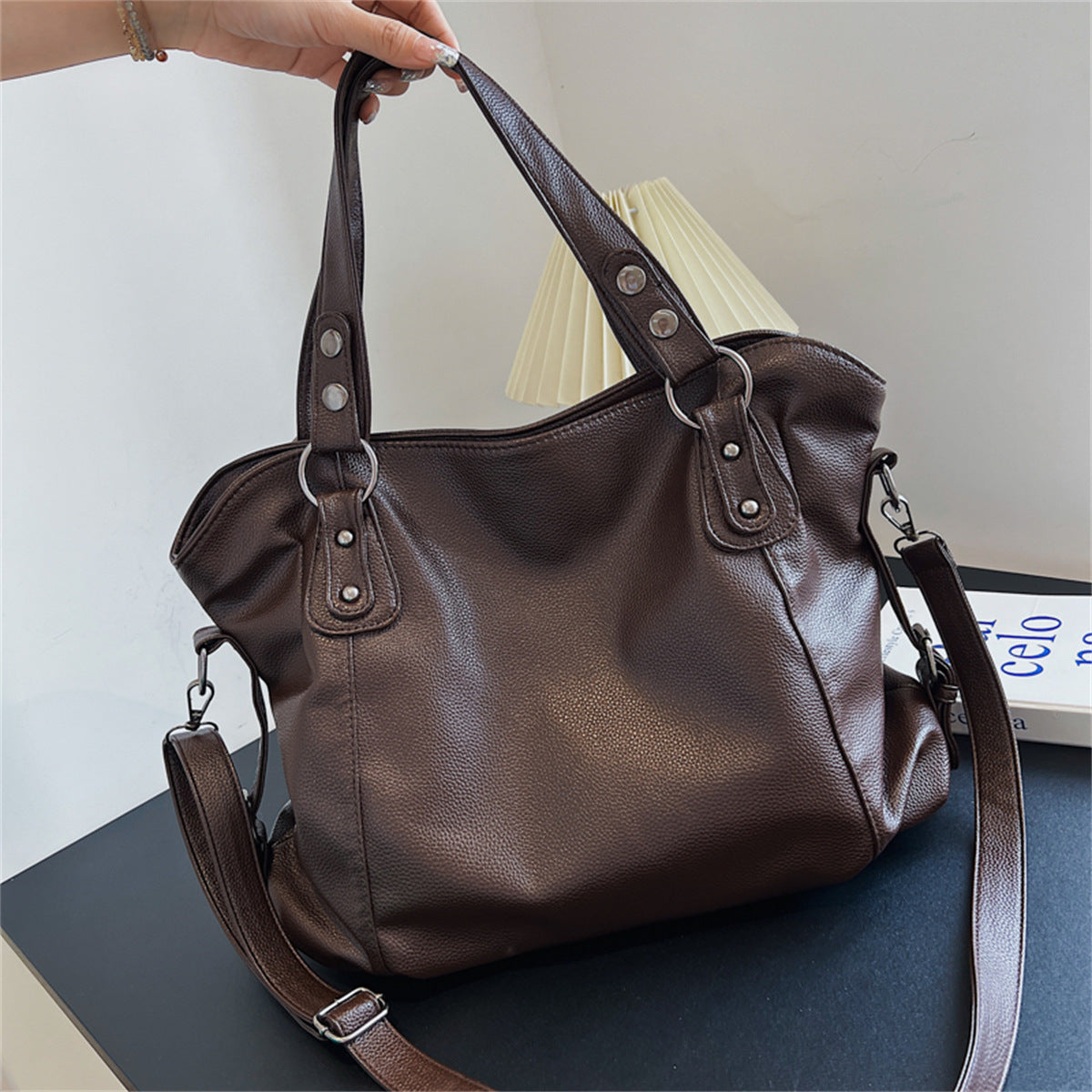 Women's Retro Fashionable Simple Korean Style Large Backpacks Rirati