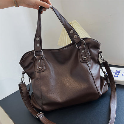 Women's Retro Fashionable Simple Korean Style Large Backpacks Rirati