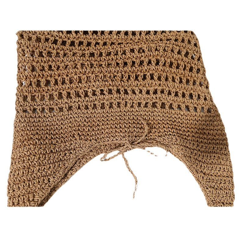 Capacity Straw Korean Style Hollowed Leisure Woven Portable Seaside Shoulder Bags Rirati
