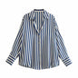 Striped satin long-sleeved shirt