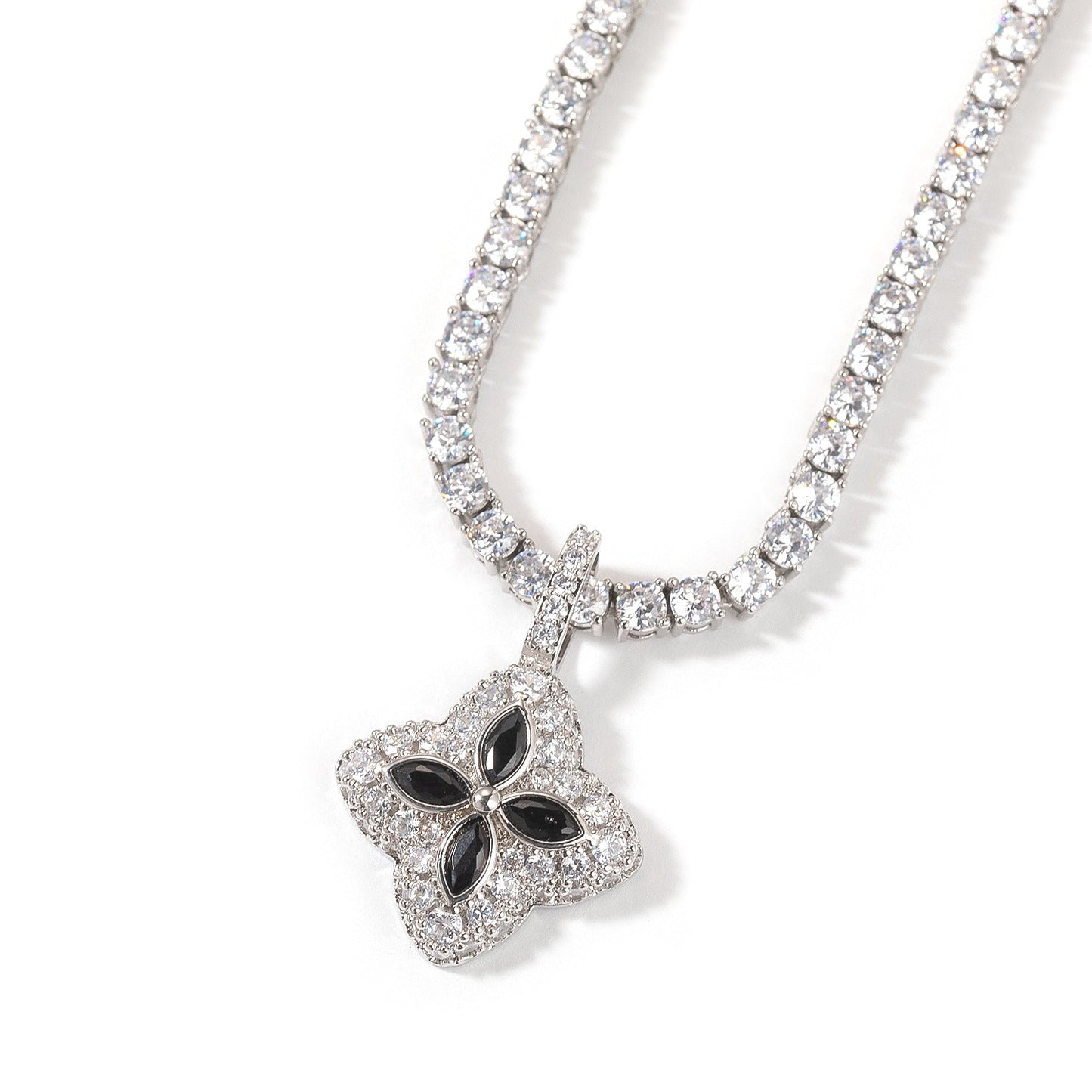 Cubic Zirconia Colorful Four-Leaf Clover Pendant