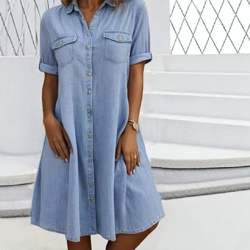 Fashion Personality Female Denim Solid Color Dress Grayceful LLC