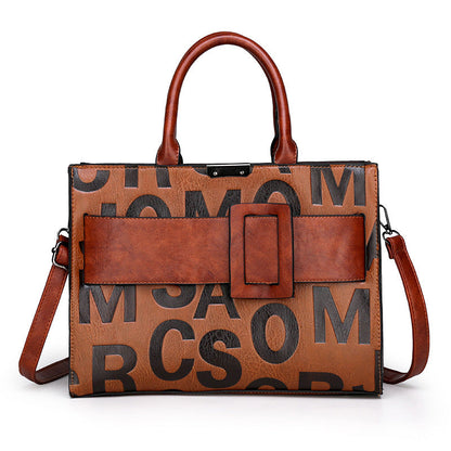 Women's Pretty Letter Pattern Portable Embossed Shoulder Bags Rirati