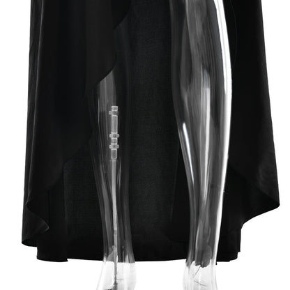 elegant satin long skirt personality suspender ruffle high slit dress club clothing