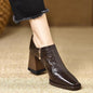 Women’s Chunky-Heel High Heels with Side Zipper FitiqueFit