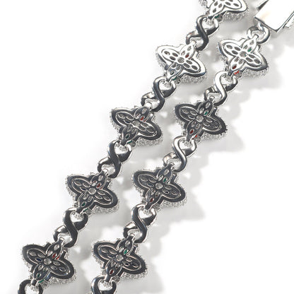 Hip-hop zircon colored infinite four-leaf clover necklace