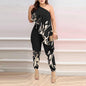 Printed One-shoulder Ruffled Jumpsuit Grayceful LLC