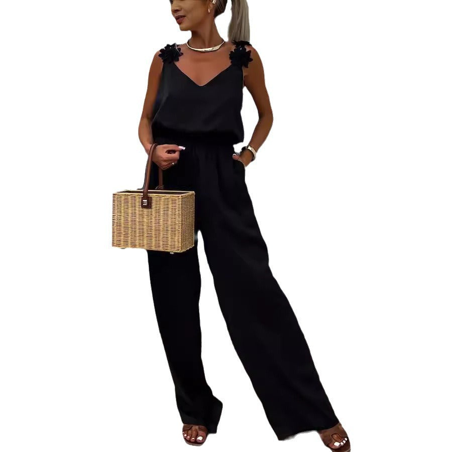 Sleeveless Pocket Jumpsuit Casual Loose Grayceful LLC