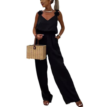 Sleeveless Pocket Jumpsuit Casual Loose Grayceful LLC