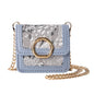 Retro Jacquard Mini Headphone Bag-Blue