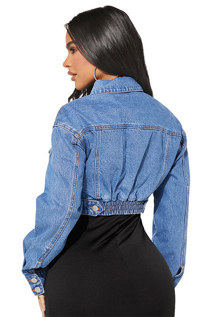 WOMEN FASHION DENIM CROP JACKET BY CLAUDE