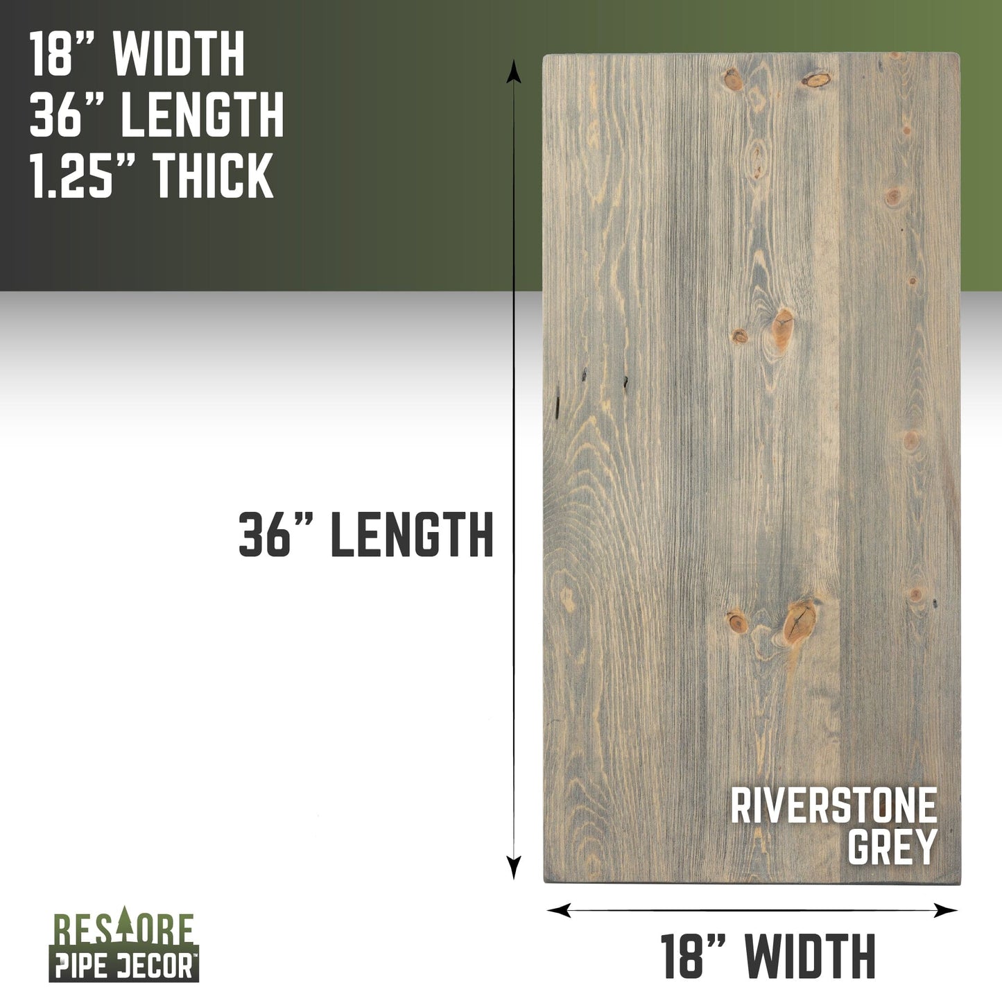 RESTORE Riverstone Grey Solid Wood Coffee Tabletop PIPE DECOR