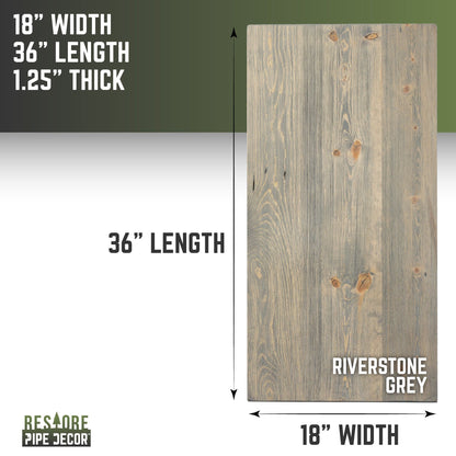 RESTORE Riverstone Grey Solid Wood Coffee Tabletop PIPE DECOR