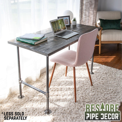 RESTORE Boulder Black Solid Wood Desk Tabletop PIPE DECOR