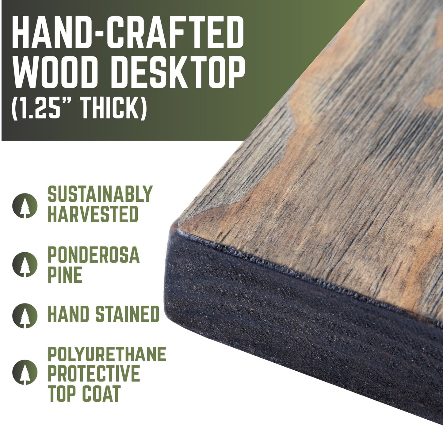 RESTORE Boulder Black Solid Wood Desk Tabletop PIPE DECOR