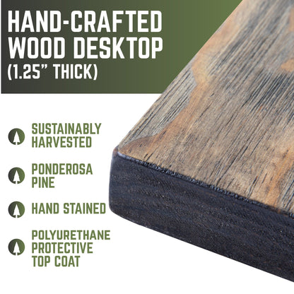 RESTORE Boulder Black Solid Wood Desk Tabletop PIPE DECOR