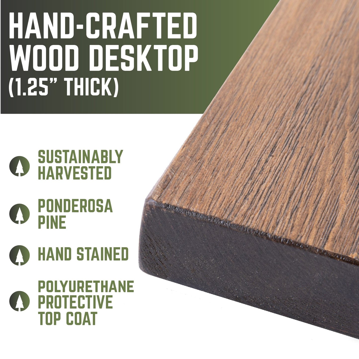 RESTORE Trail Brown Solid Wood Desk Tabletop PIPE DECOR