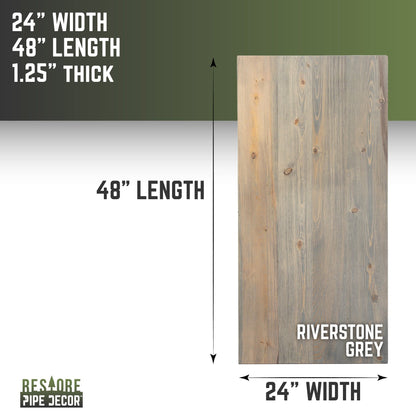 RESTORE Riverstone Grey Solid Wood Desk Tabletop PIPE DECOR