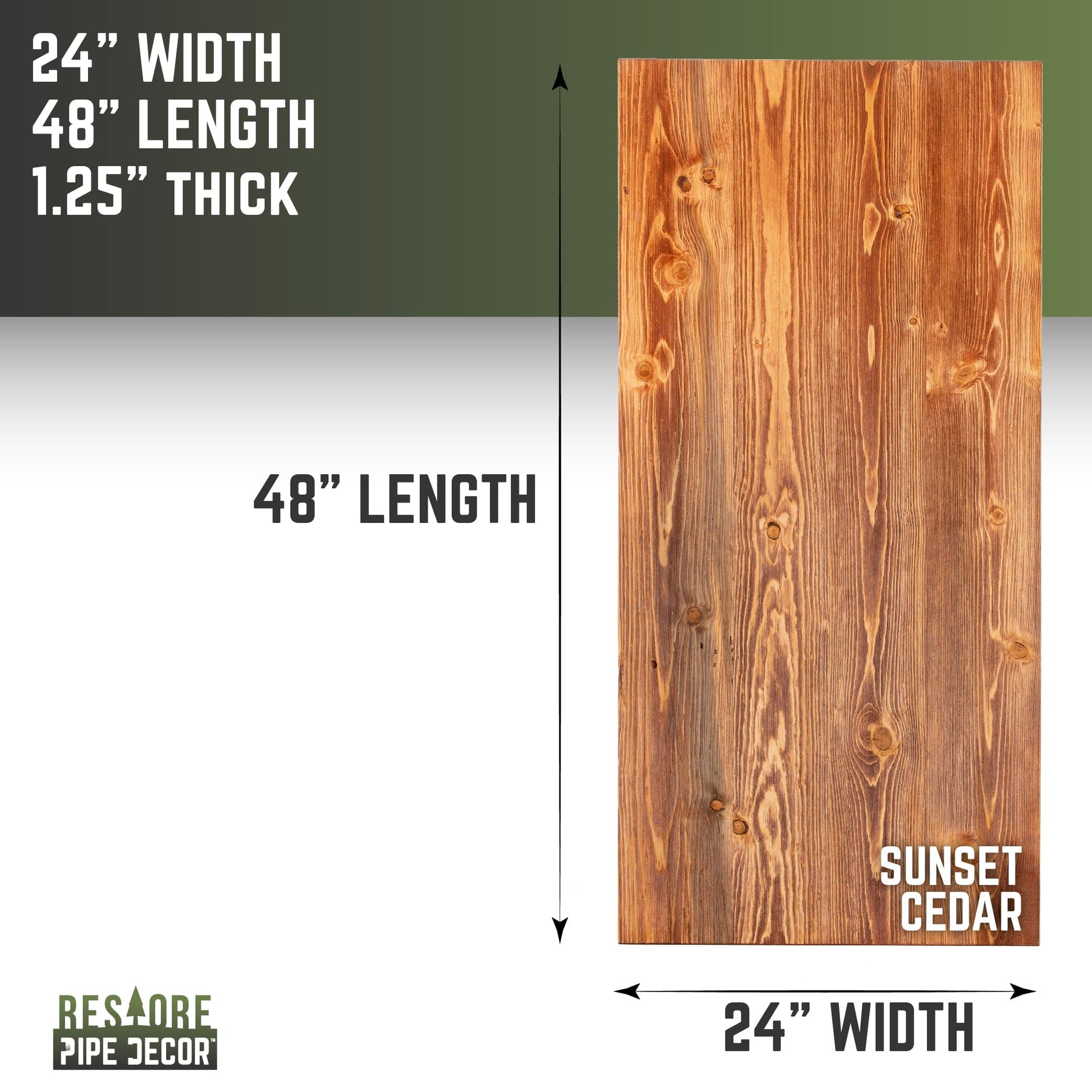 RESTORE Sunset Cedar Solid Wood Desk Tabletop PIPE DECOR