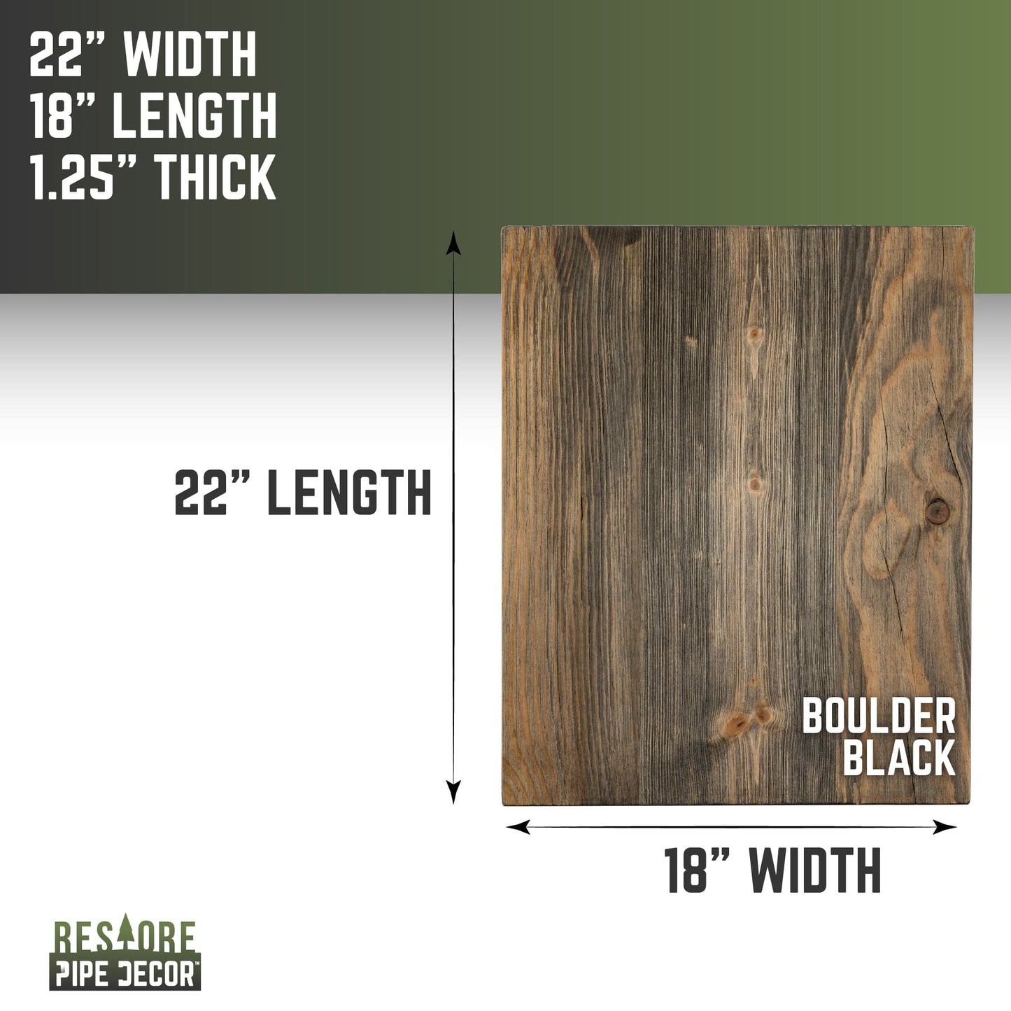RESTORE Boulder Black Solid Wood End Tabletop PIPE DECOR