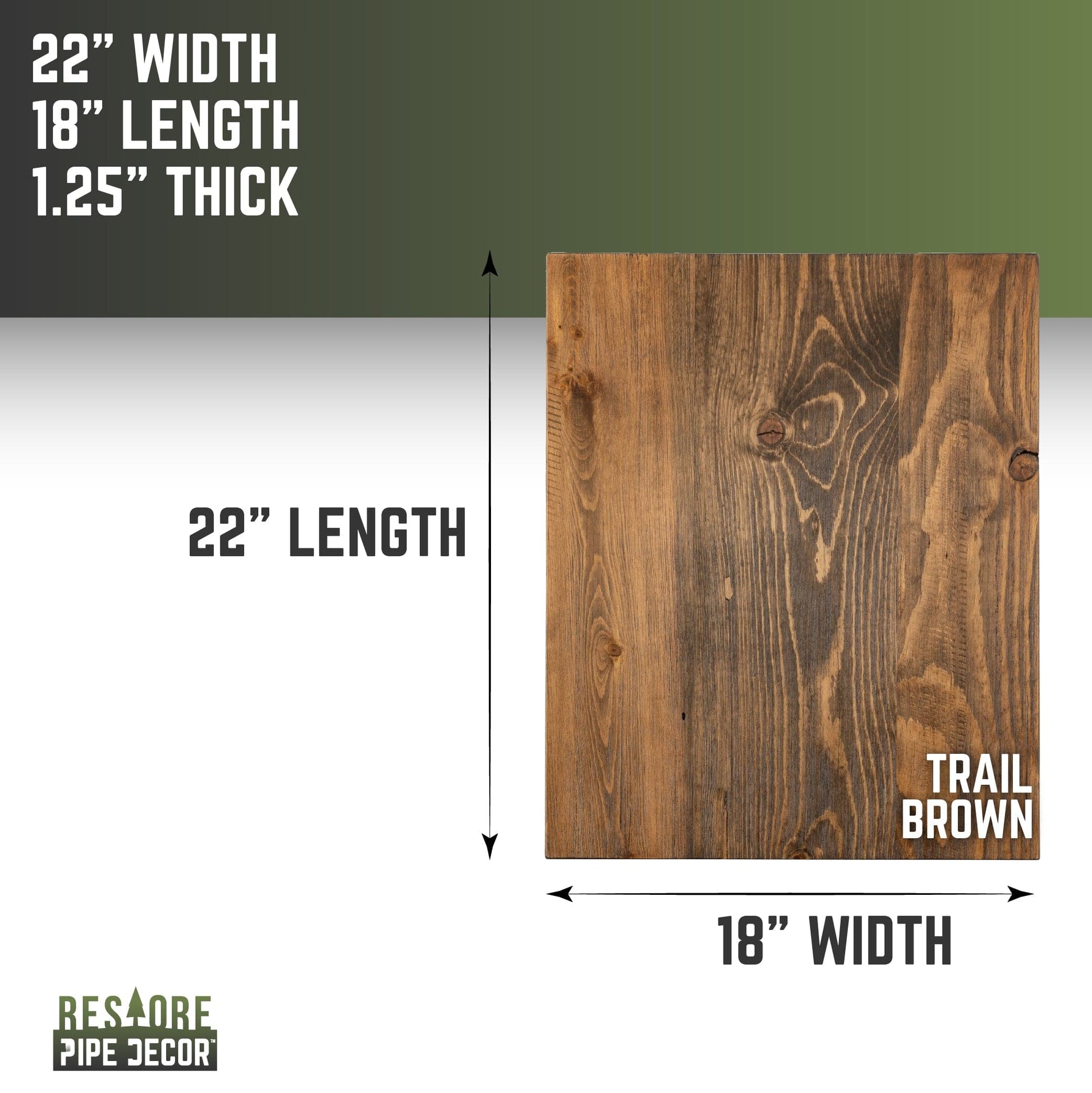 RESTORE Trail Brown Solid Wood End Tabletop PIPE DECOR