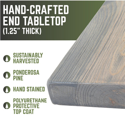 RESTORE Riverstone Grey Solid Wood End Tabletop PIPE DECOR