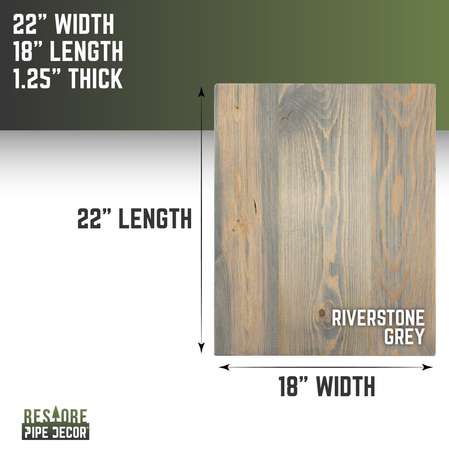 RESTORE Riverstone Grey Solid Wood End Tabletop PIPE DECOR