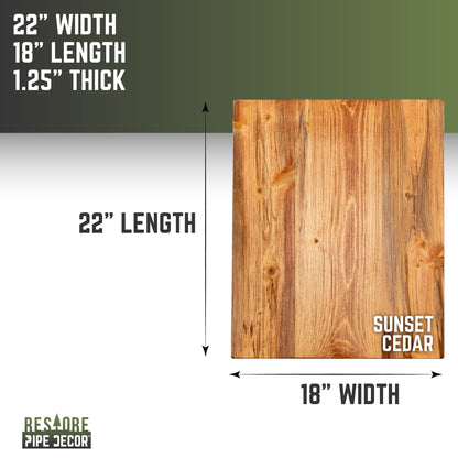 RESTORE Sunset Cedar Solid Wood End Tabletop PIPE DECOR