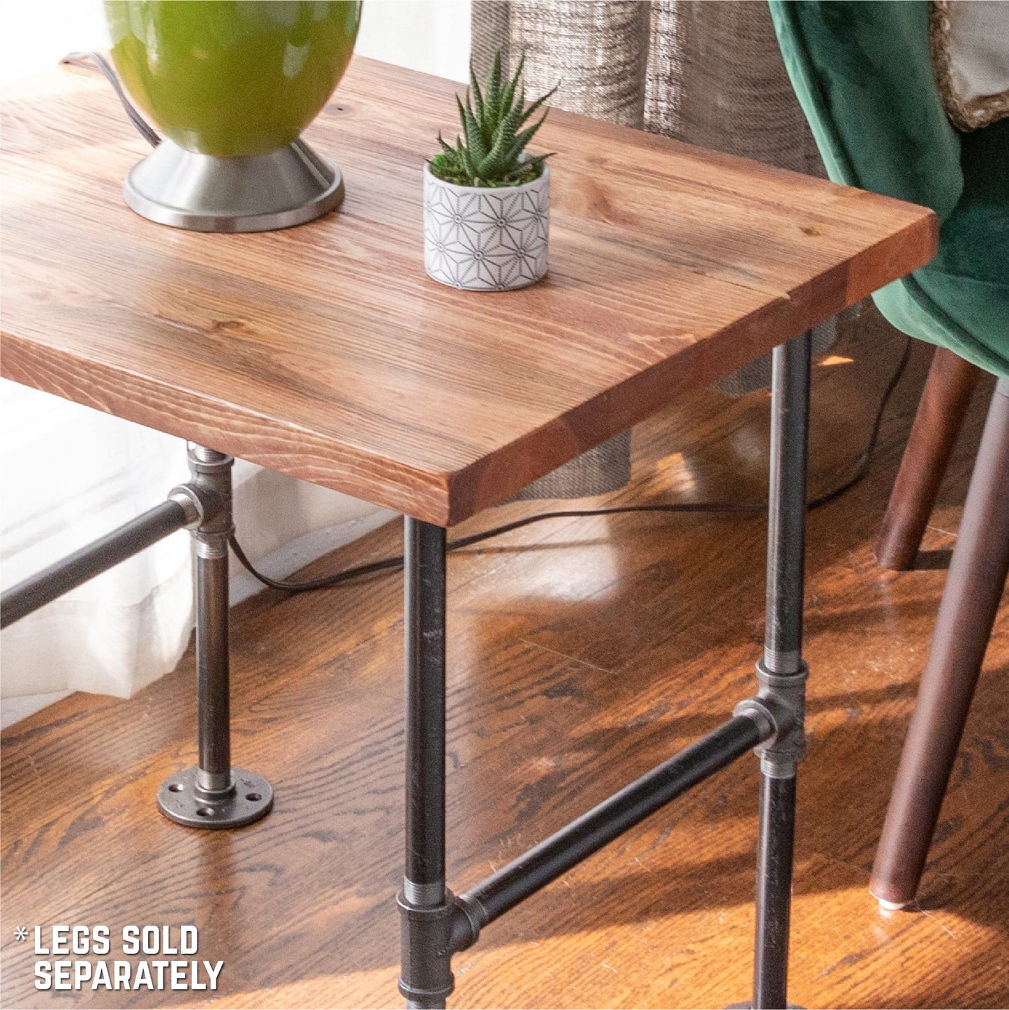 RESTORE Sunset Cedar Solid Wood End Tabletop PIPE DECOR