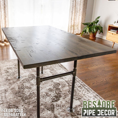 RESTORE Riverstone Grey Solid Wood Dining Tabletop PIPE DECOR