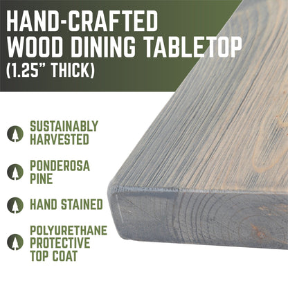RESTORE Riverstone Grey Solid Wood Dining Tabletop PIPE DECOR