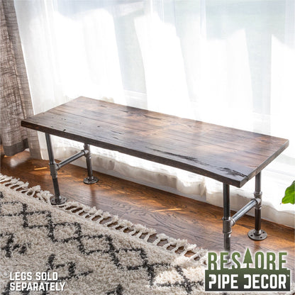 RESTORE Boulder Black Solid Live Edge Wood Console Tabletop PIPE DECOR