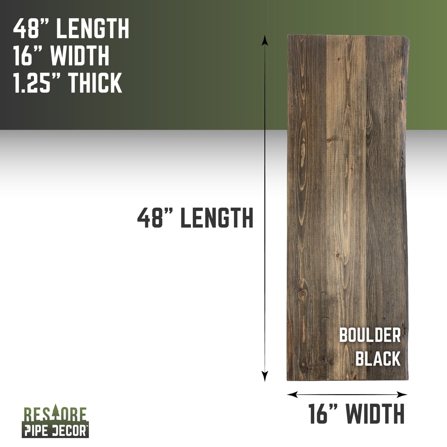 RESTORE Boulder Black Solid Live Edge Wood Console Tabletop PIPE DECOR
