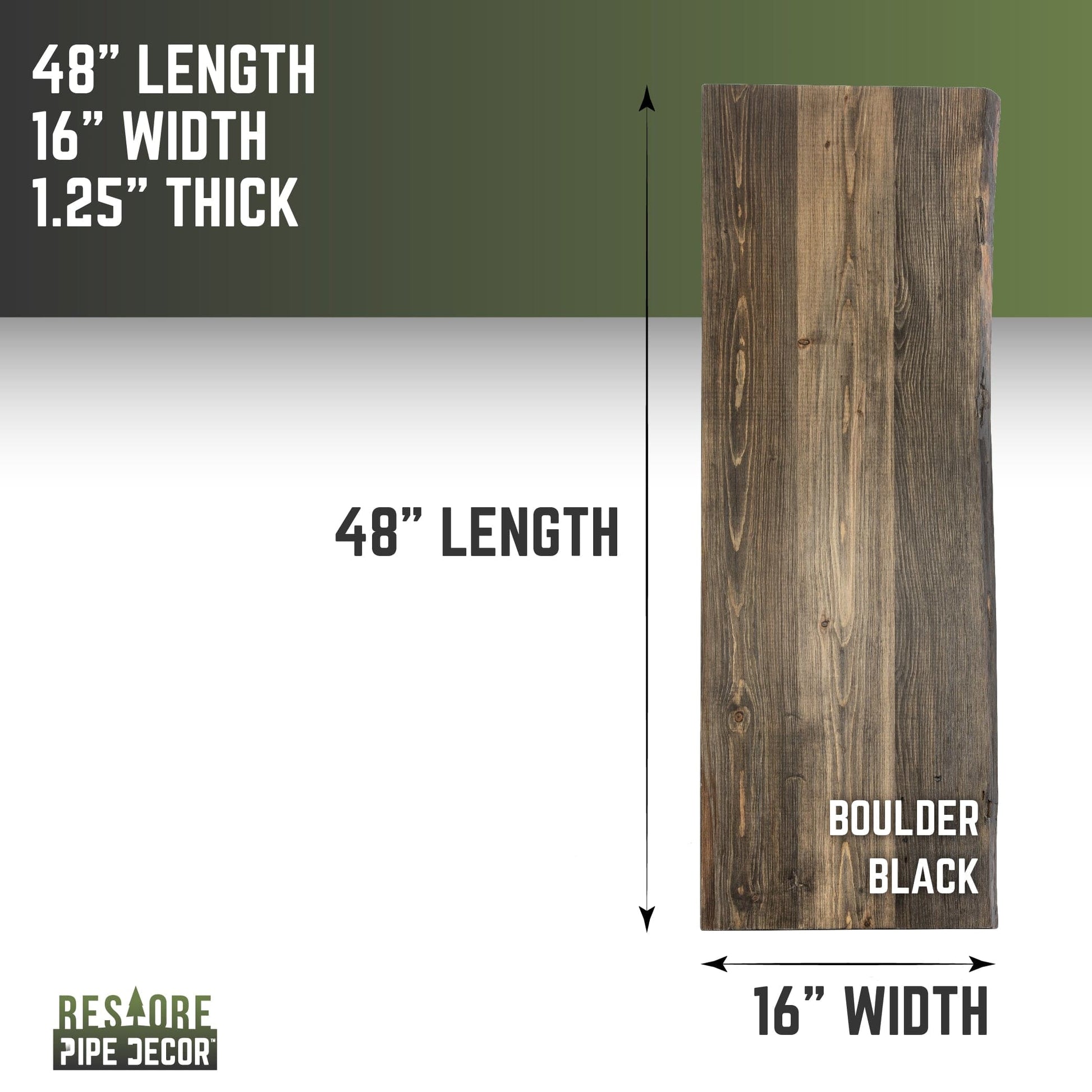 RESTORE Boulder Black Solid Live Edge Wood Console Tabletop PIPE DECOR