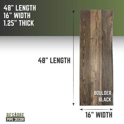 RESTORE Boulder Black Solid Live Edge Wood Console Tabletop PIPE DECOR