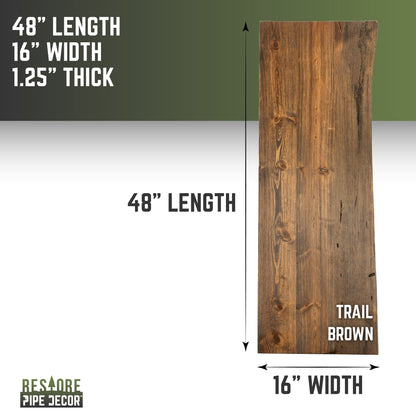 RESTORE Trail Brown Solid Live Edge Wood Console Tabletop PIPE DECOR