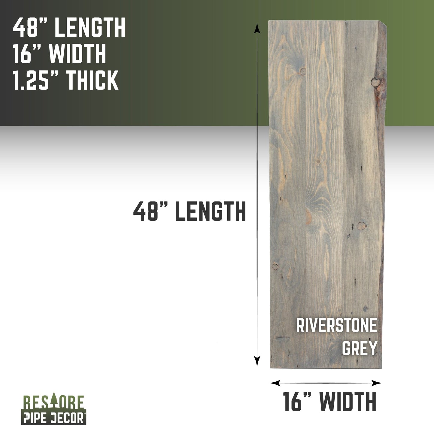 RESTORE Riverstone Grey Solid Live Edge Wood Console Tabletop PIPE DECOR
