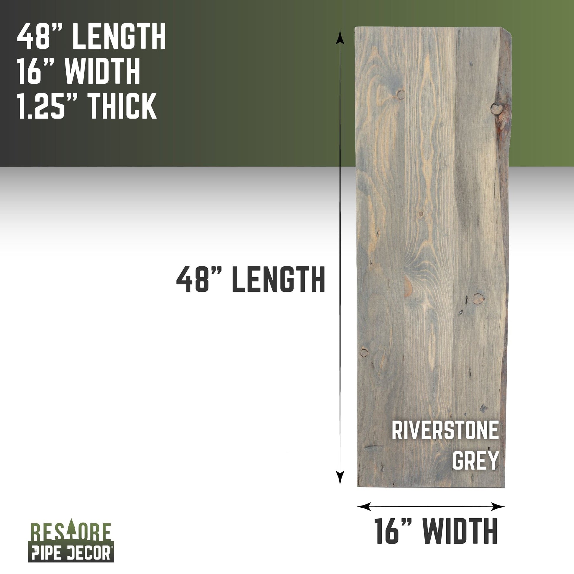 RESTORE Riverstone Grey Solid Live Edge Wood Console Tabletop PIPE DECOR